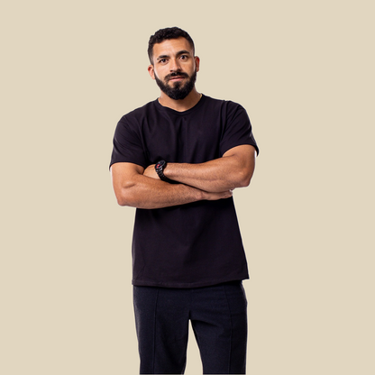 Basic Tee Leather Patch – Black