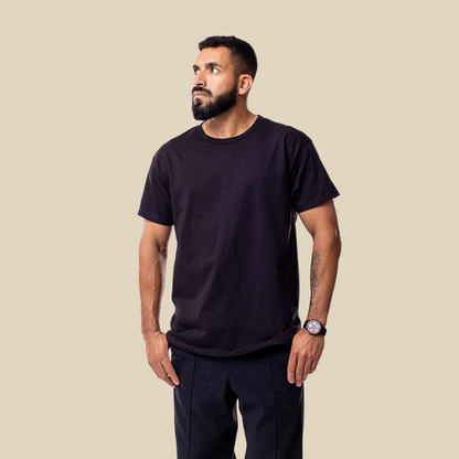 Basic Tee Leather Patch – Black
