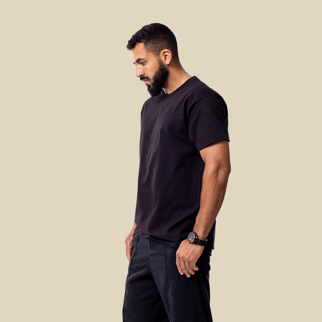 Basic Tee Leather Patch – Black